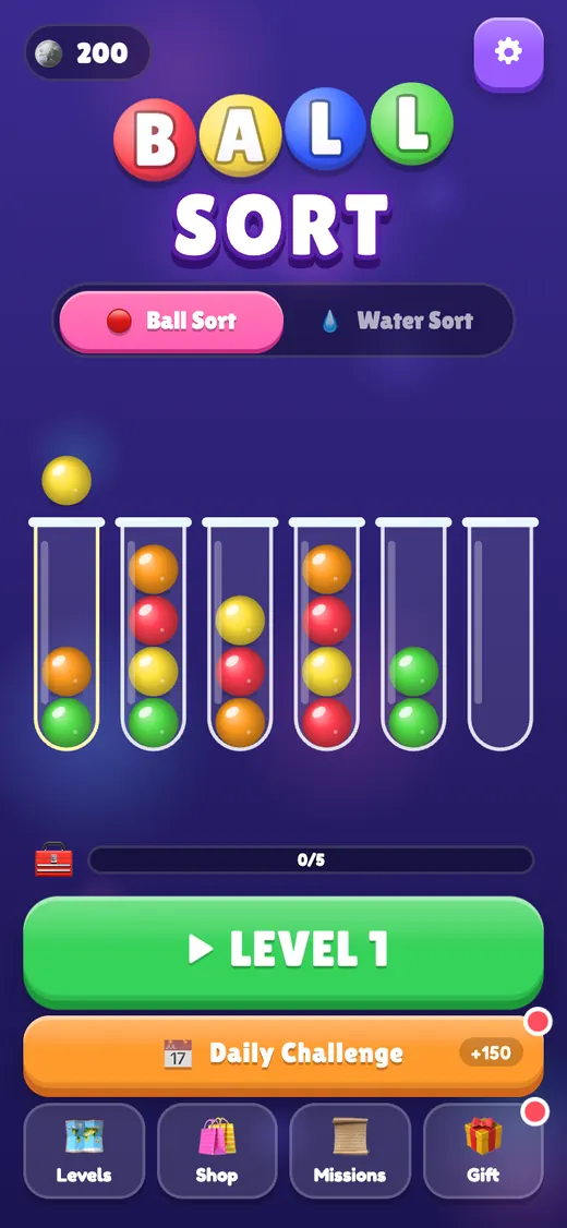Ball Sort HTML5 game running on a phone