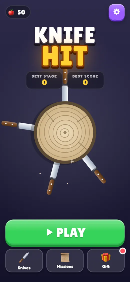 Knife Hit HTML5 game running on a phone
