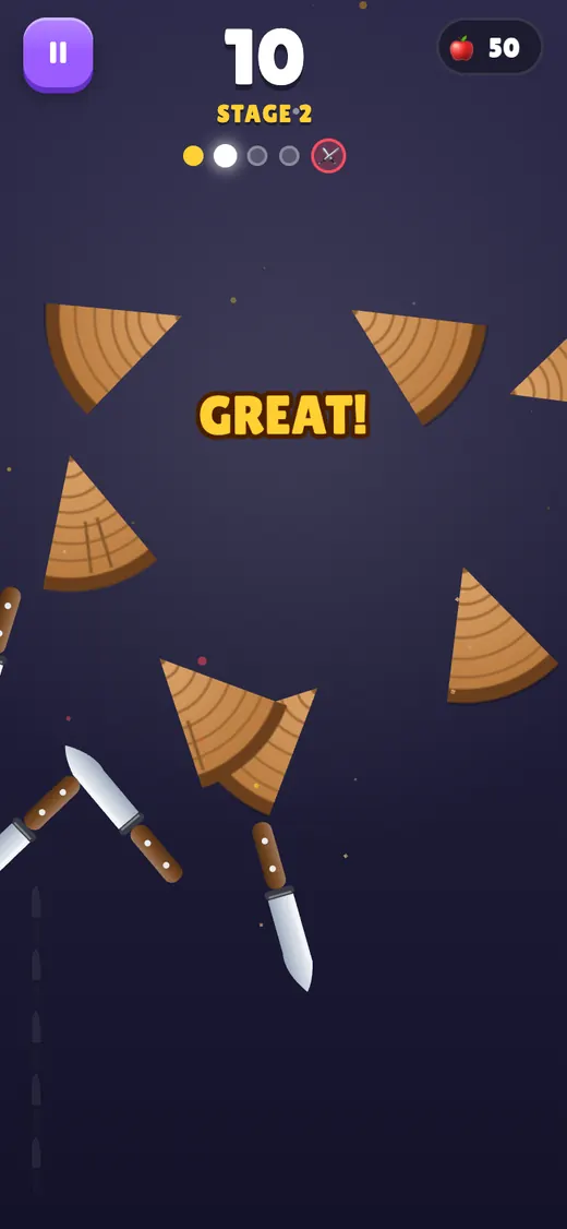 Knife Hit gameplay on a phone