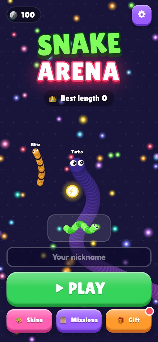 Snake Arena HTML5 game running on a phone
